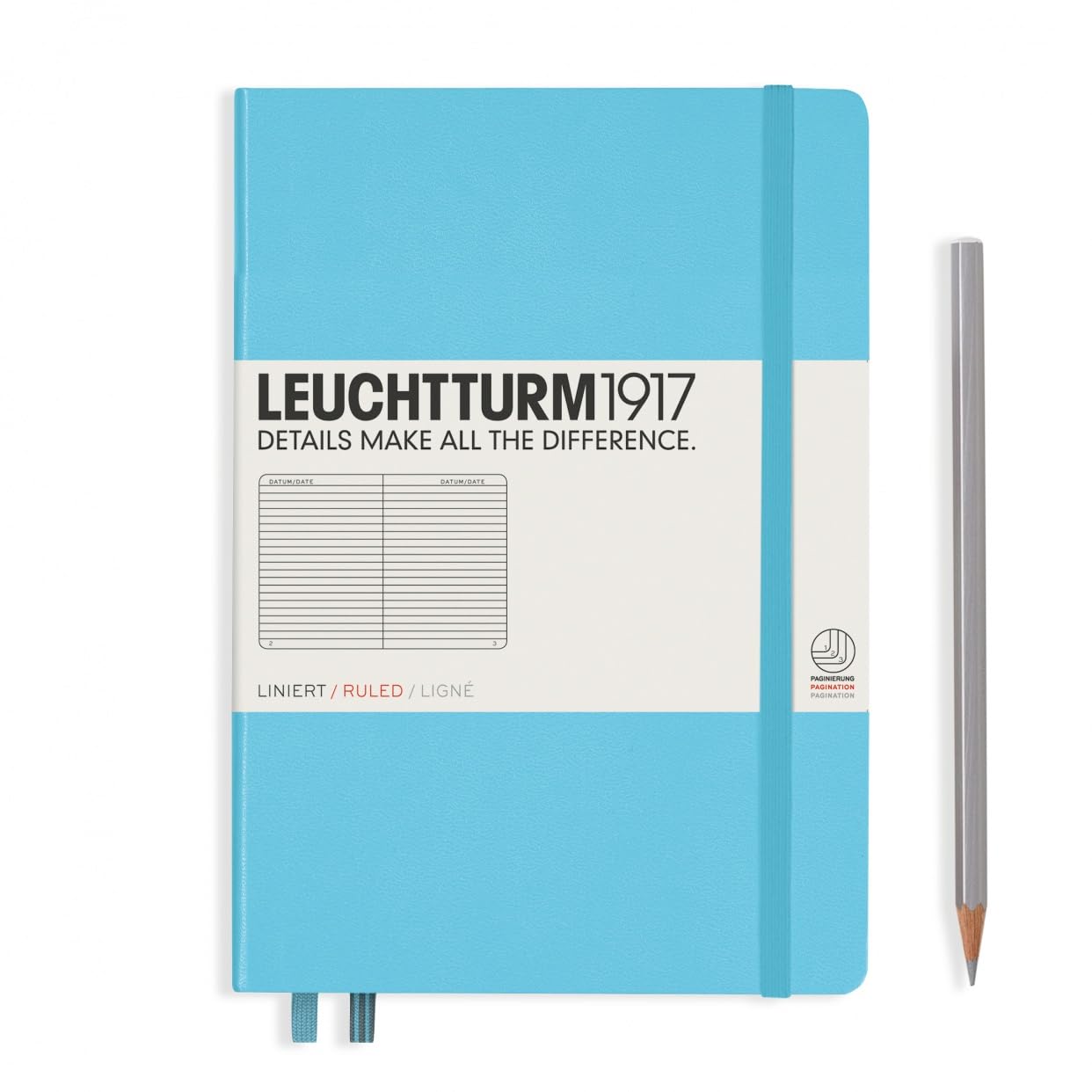 LEUCHTTURM1917(ロイヒトトゥルム1917) Leuchturm Notebook A5, Horizontal Ruled, Ice Blue, 357480