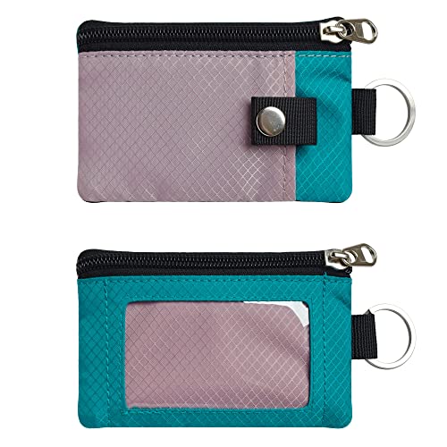 Image of CHENSPRX Minimalist RFID Blocking Small Wallet with ID Window,WaterResistant Zip Id Case Wallet with Lanyard Keychain for Cards,Cash,Travel,Women,Men