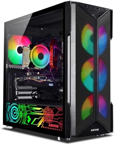 AQVIN AQ20 Gaming PC Tower – Intel Core i7 Processor Upto 4.60GHz 32GB DDR4 RAM 1TB SSD GeForce RTX 3080 10GB GDDR6 HDMI RGB Gaming Keyboard Mouse Windows 11 Pro WiFi