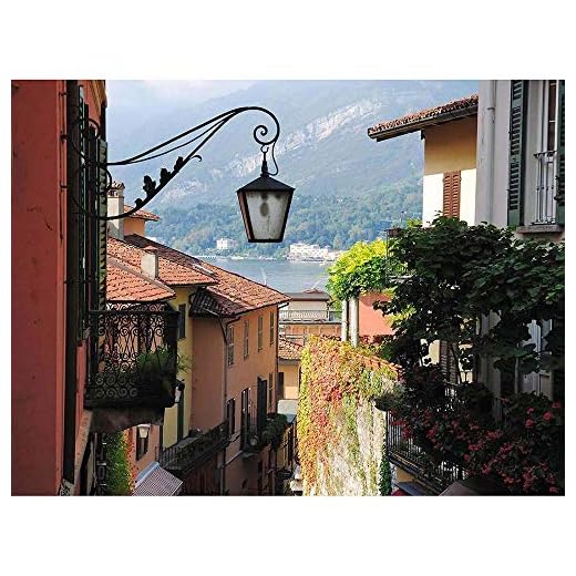 12 X 16 INCH / 30 X 40 CMS BELLAGIO LAKE COMO ITALY STREET SCENE PHOTO FINE ART PRINT POSTER HOME DECOR PICTURE BMP175B