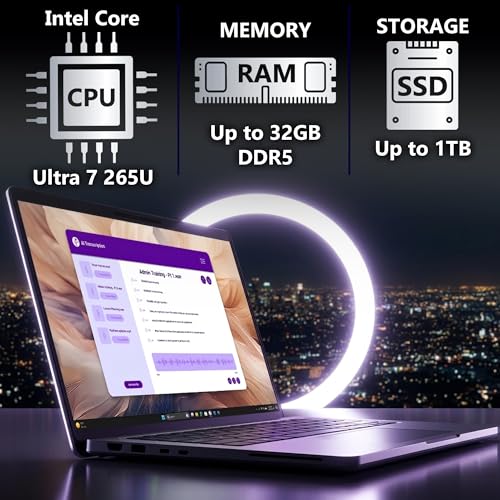 Image of Oemgenuine Dell Pro 14 Plus AI Business Notebook 14 inch FHD+ Intel Ultra 7-265U, Customized Laptop, 8GB / 16GB / 32GB RAM, 256GB / 512GB / 1TB SSD, WiFi 6E, Backlit Keyboard, FHD Webcam, Windows 11 Pro