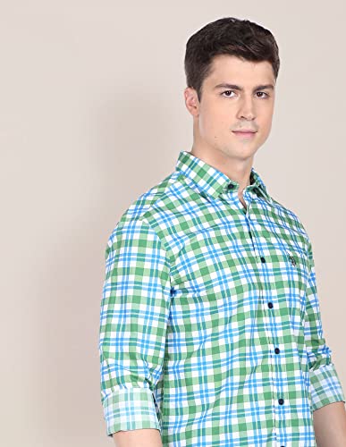 Image of U.S. POLO ASSN. Checked Regular Fit Shirt for Men - 100% Cotton, Breathable & Comfortable, Full Sleeves Casual Shirt for Men