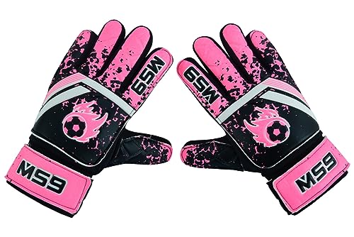 MS9 Kids Boys Children's Junior Football Goalkeeper Sports Soccer Goalie Gloves, Pink, Size 5 - Age 9 to 12 Years - Image 2