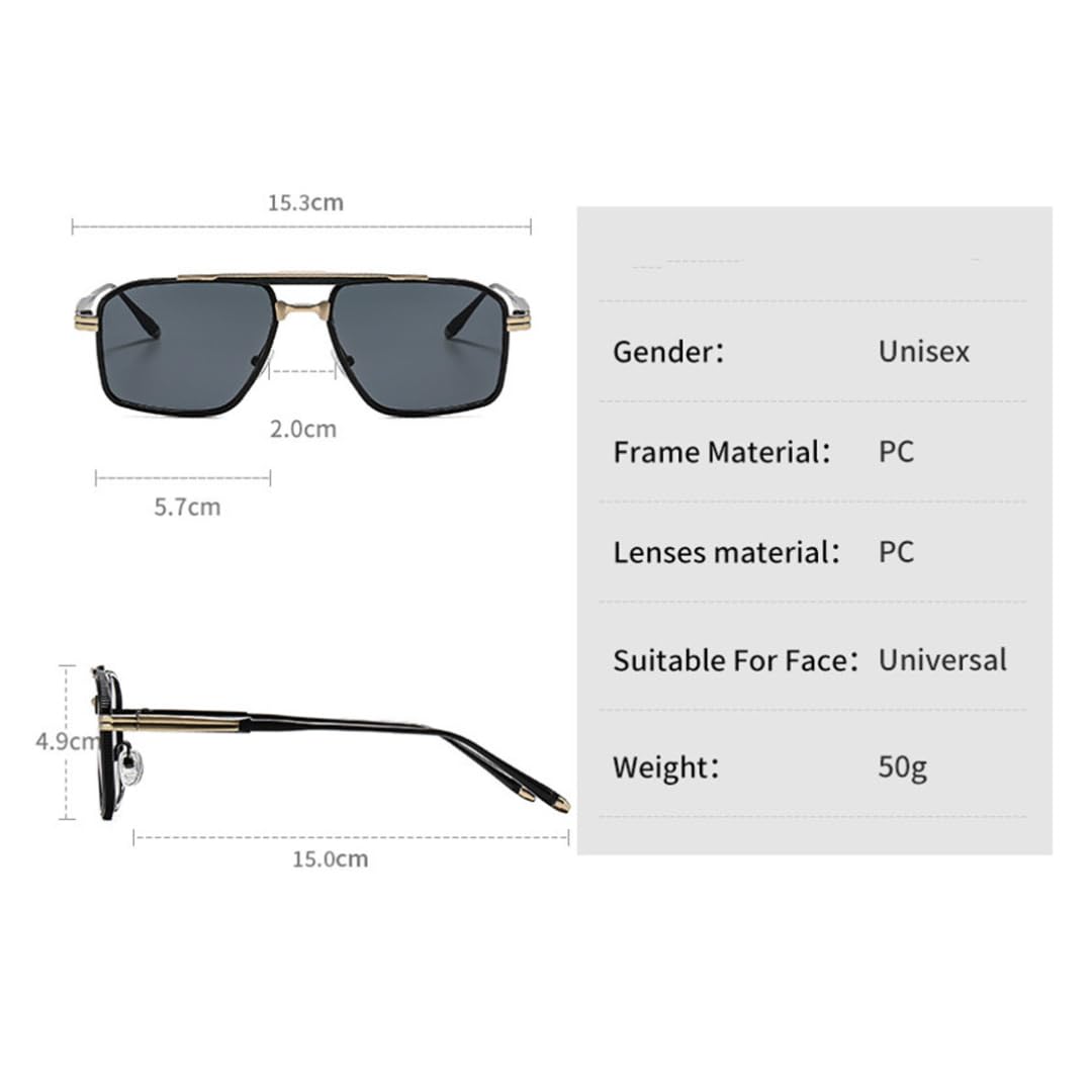 Bequeme Sonnenbrille mit Doppelsteg übergroßem Rahmen modischem Retro-Design und UV400-Schutz
