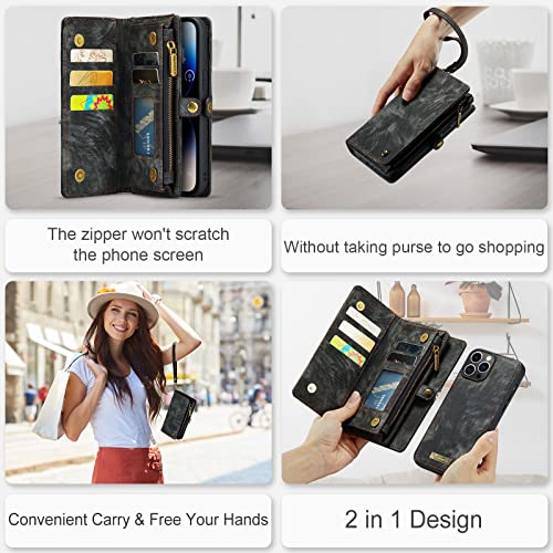 Coque rabat folio iPhone 15 Pro Max multifonctionnel porte-cartes 2en1 - 7