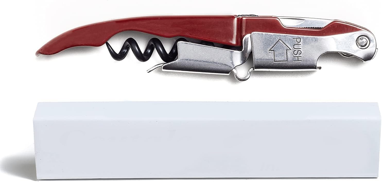 THE WHITE SHOP Waiters Corkscrew- Burgundy - Manual Double Lever Wine Bottle Opener for Bartenders and Gifts - Patented Auto Knife Closure (Color : Burgundy)