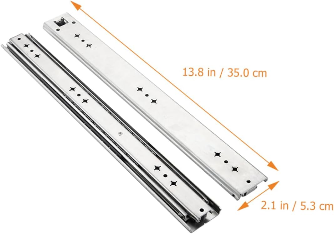 Uonlytech Heavy Duty Self-Locking Drawer Slides 14 Inch Full Extension Side Mount Ball Bearing Rails Cabinet Drawer Slide Replacement 250 Lb Load Capacity 2pcs for Furniture