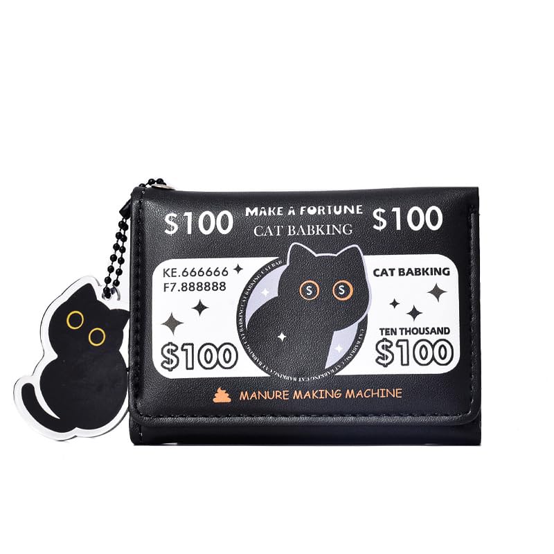 Cute Wallets for Women Coquette Stuff Y2k Accessories Wallet Card Holder Pocket Card Holder Aesthetic Preppy Kawaii Wallet Purse Cutecore Harajuku Purse (Black Cat)