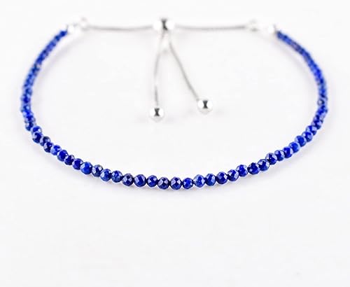 Miniatura 92 de OdrillionGems Pulsera de bolo de plata de ley 925 con cuentas redondas facetadas, hecha a mano, minimalista, cristales curativos, deslizante