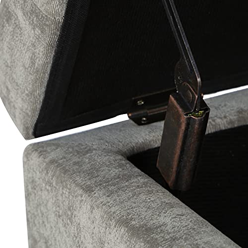 Adeco High End Classy Tufted Accents Rectangular Bench Footstool, Light Storage Ottoman, Royal Olive Grey #TOP2