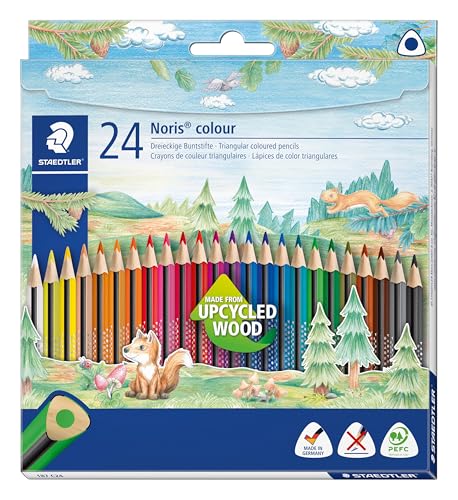 STAEDTLER Buntstifte Kinder Set Noris Colour – Bruchsicherer Buntstift mit ergonomischer Dreikantform – Farbstifte mit rutschfester Soft-Oberfläche (Standard, 24 stück (1er Pack))