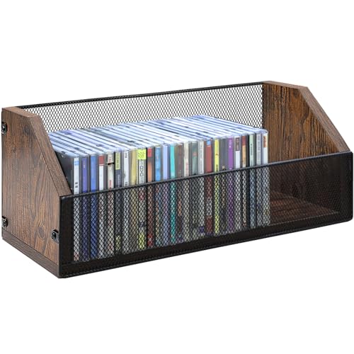 Salajory CD Storage Rack - CD Storage Case Holds 38 Full Case CDs, 76 Slim Case CDs, Desktop or Closet CD Stand, CD Display for Blu-Ray | Video Game Cases | Papers | Cards