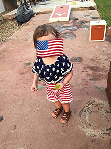 Baby Girls American Flag Stripe Star Print One Piece Romper Ruffle Off-Shoulder Bodysuit #TOP5