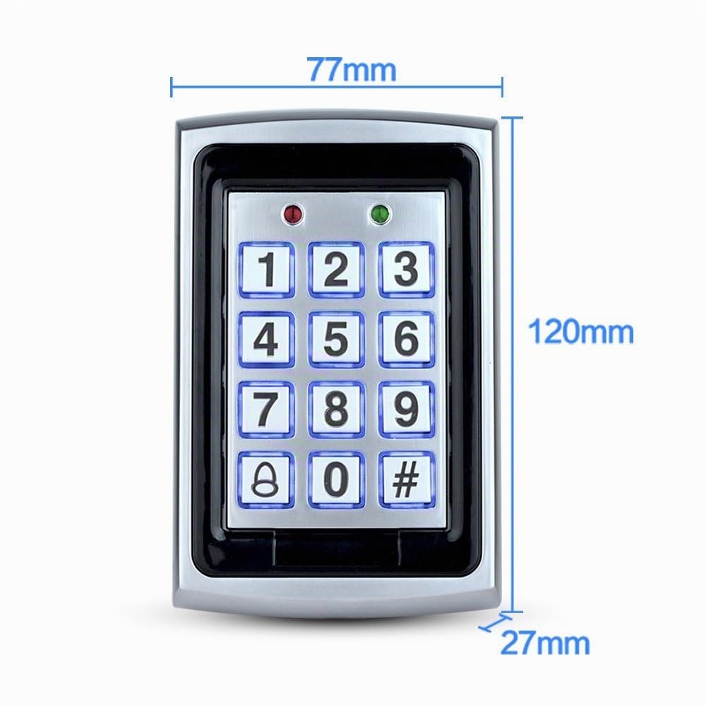 LIBO Contrôleur Imperméable de proximité de Clavier numérique de Contrôle d'accès pour Le Système d'entrée de Porte Simple, 1000 utilisateurs, 10pcs 125KHz RFID Keyfobs avec la Couverture Imperméable