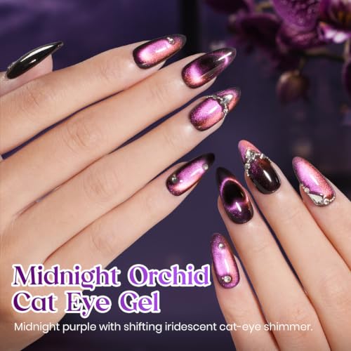 Image of Beetles Purple Cat Eye Gel Nail Polish, Midnight Orchid 15ml Magnetic Gel