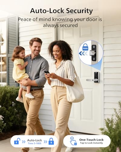 Image of Philips Wi-Fi Smart Door Lock with Handle, Keyless Entry Door Lock, Fingerprint Door Knob, App Remote Control, Auto-Lock, Keypad Deadbolt with Lever for Front Door and Bedrooms, Security Easy Install