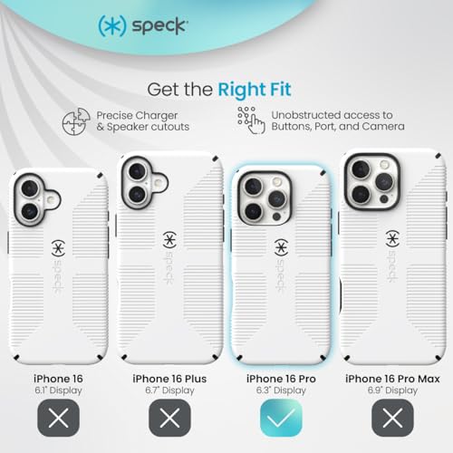 Image of Speck CandyShell Grip Case - iPhone 16 Pro Slim MagSafe - White /Black