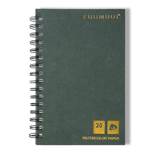Watercolor Paper Pad, Fuumuui 5.5 * 8.5 inch 100% Cotton Paper (20 Sheets, 140lb/300g), Spiral Bound for Painting, Drawing, Art Journaling, Professional Artist Quality 5.5*8.5