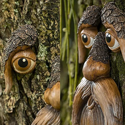 Tree Face Decor Bird Feeder Outdoor, Novelty Wild Resin Bird Feeder, Whimsical Old Man Tree Sculpture, Yard Art Garden Lawn Decoration #TOP2