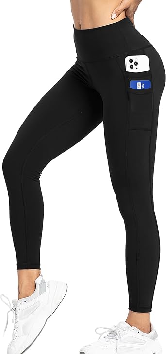 Capri Leggings for Women with Pockets High Waisted Gym Yoga Pants Running Tights