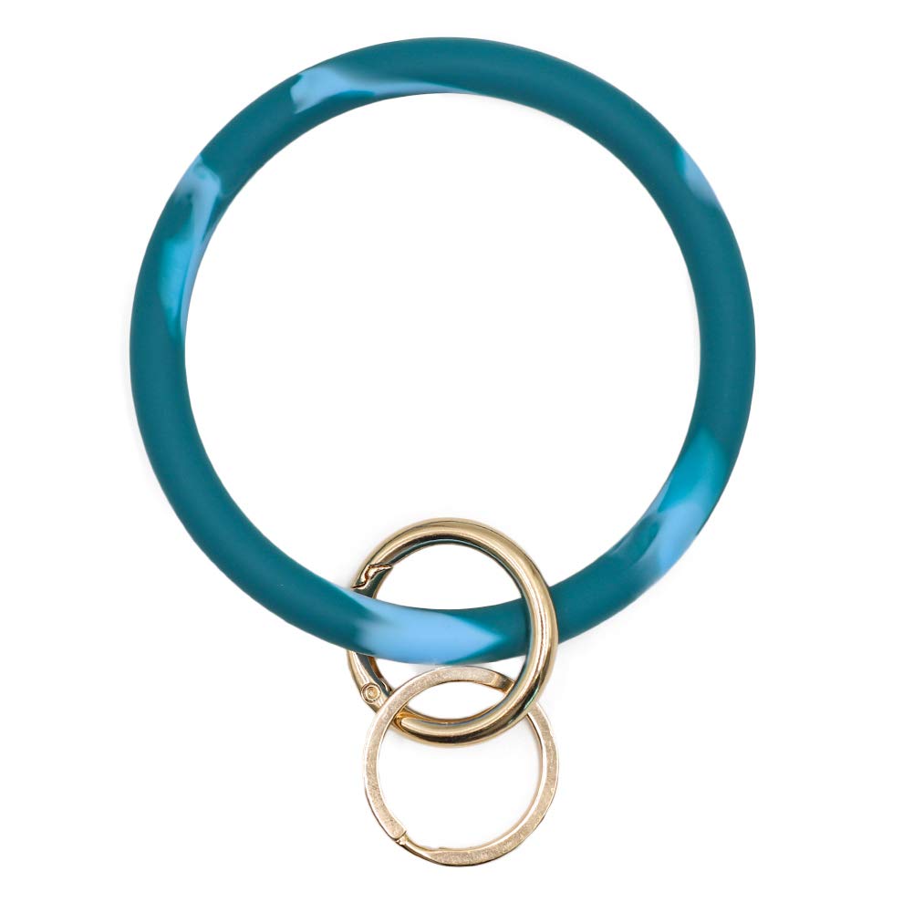 Mwfus Bangle Key Ring Chain Bracelet, Round Silicone Wristlet Keychain Holder for Women Girls