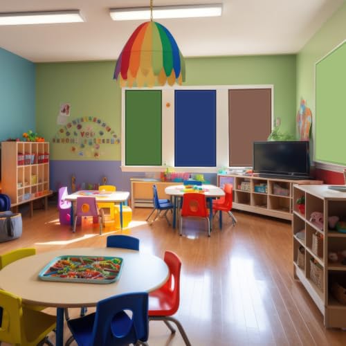 Image of VIHOSE 6 Pcs Fluorescent Light Covers for Ceiling Lights Classroom Magnetic Light Covers Classroom Filters Office School Drop Ceiling, 4 x 2 ft(Colorful 4)