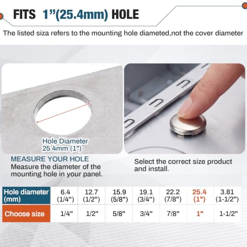 Image of Hicarer 15 Pack Fit 1 inch(25.4mm) Hole Metal Hole Plugs, Nickel-Plated Steel Snap-in Cover for Exposed Holes, Electrical Box Knockout Plugs, No Welding Required for Sinks, Furniture, Automotive