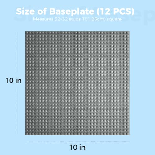 Image of Classic Baseplates Building Plates-10 inch x 10 inch Building Boards,100% Compatible with All Major Brands and Activity Table, Creative Platforms Mats for Toy Bricks (Gray-4, 4 Pack)