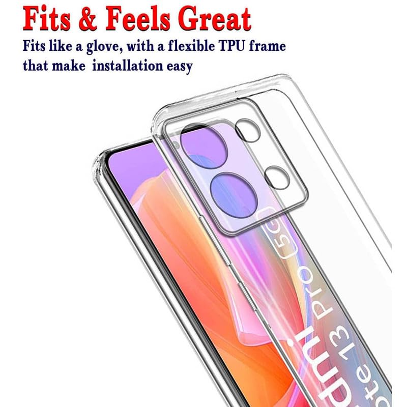 Image of Case Creation New Redmi Note 13 Pro Premium Imported 0.3mm Crystal Clear Totu Silicone Transparent Flexible Soft Corner Protection with TPU Slim Back Case Color Cover for Mi Note 13 Pro