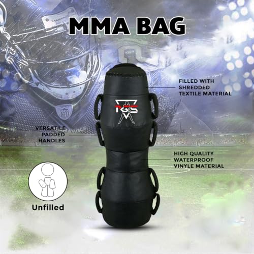 PGS Grappling Dummy with Handles, MMA Floor Punching Bag, Ground and Pound Training Throwing Striving BJJ MMA Punching Dummy Strong Vinyl Material for Pro Training - UNFILLED (Black, 120 CM)