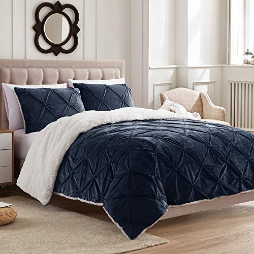 Comforter Set 3 Piece Sherpa Pintuck Pinch Pleat Soft Luxurious Plush All Season Warm with 2 Shams Comforter Set 3 Piece Sherpa Pintuck Pinch Pleat Soft Luxurious Plush All Season Warm with 2 Shams