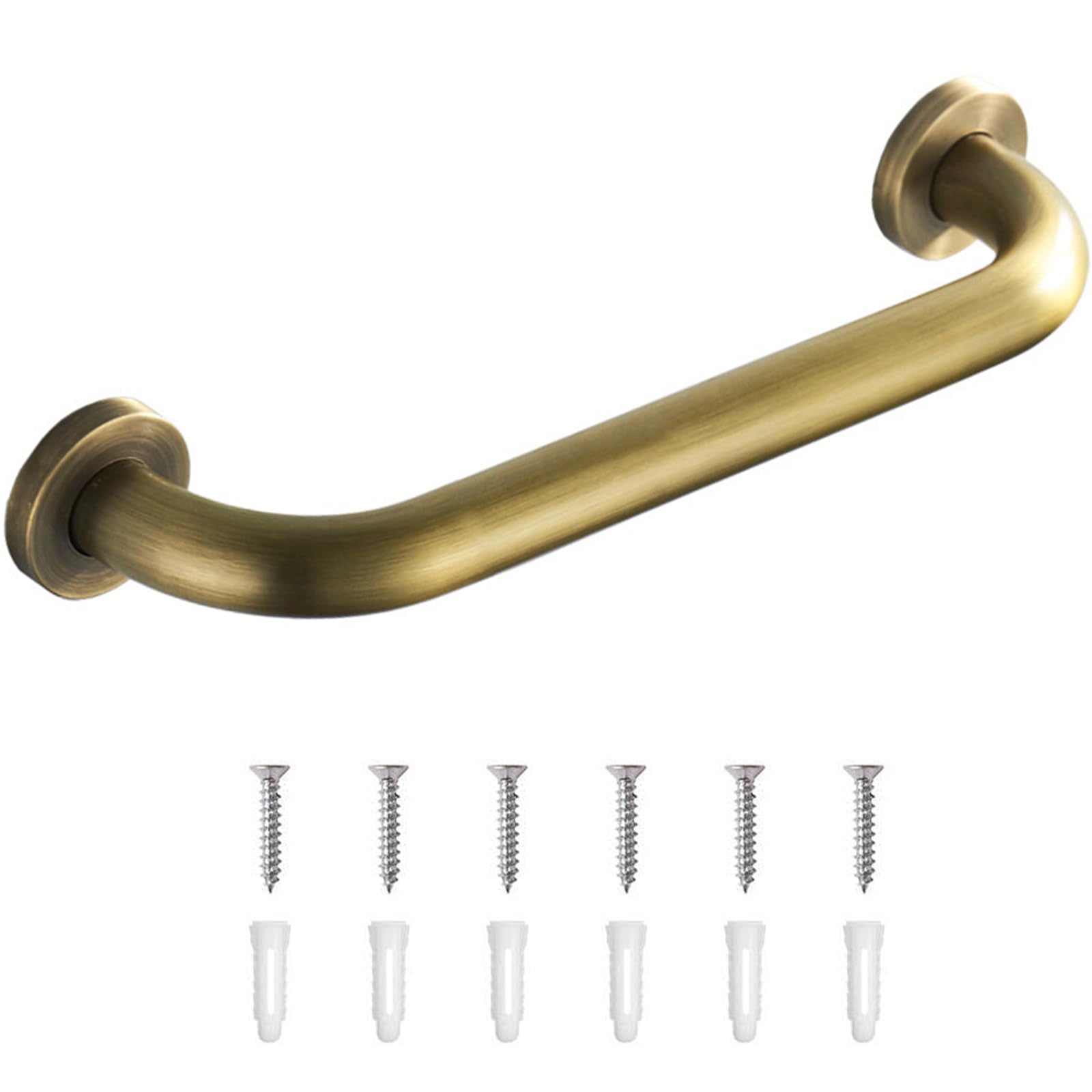 Asa Seguridad Antideslizante para Baño, Bañera Toallero Manija, Pasamanos Seguridad con Tornillos Ocultos, Reposabrazos para Inodoro, Cocina, Dormitorio, Discapacitados, Niños, Mayores(Dorado-30CM)