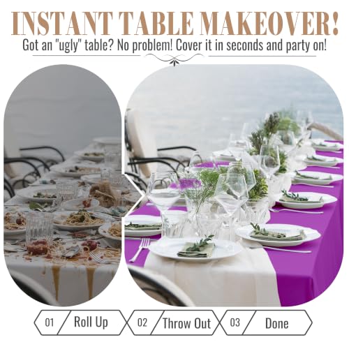Image of Plastic Table Cloth Disposable, 54In X 300Ft Table Cover Roll