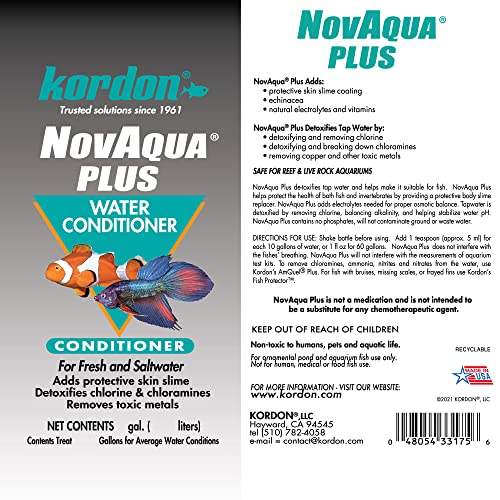 Aquarium Water Conditioner for Freshwater & Saltwater Fish - Detoxifies Chemicals, Boosts Fish Health - 16 Ounces