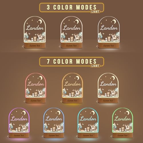 Lámpara de noche personalizada con acrílico y base de madera miniatura 7