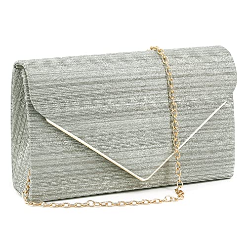 Naimo Bolsa de couro envernizado brilhante envelope clutch com aba para noite dobrável, bolsa clássica para festa de casamento, Glitter verde, One Size