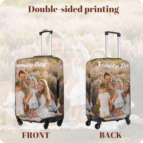 Custom Luggage Cover Personalized Suitcase Protector Add Photo Text Logo Image Customized Suitcase Cover Double-Sided Printing Luggage Sleeve for Travel Business (Style 01, L)3