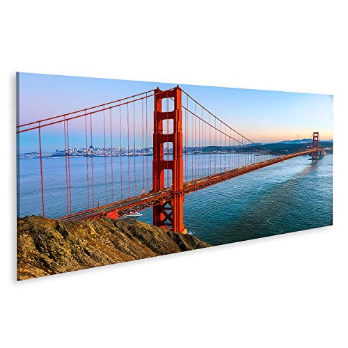islandburner Cuadro sobre lienzo Golden Gate Bridge San Francisco California Mural Póster Fotos 120 x 40 cm - Panorama Cover