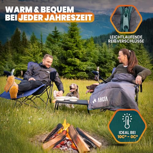 ARCTA® 3-in-1 Schlafsack Camping – als Deckenschlafsack, Mantel oder Decke nutzbar – 3 Jahreszeiten Schlafsack Erwachsene, warm & leicht, Baumwollfutter, Outdoor geeignet, 200×75cm – Bild 4