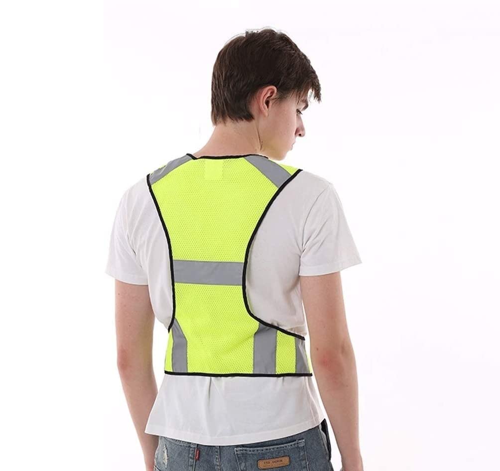 Gilet de Sécurité Réfléchissant Costume réfléchissant for la course de nuit, gilet de sécurité réfléchissant avec sangle réglable ultra-mince Gilet Haute Visibilité ( Blue : Glowing Yellow , Size : XL