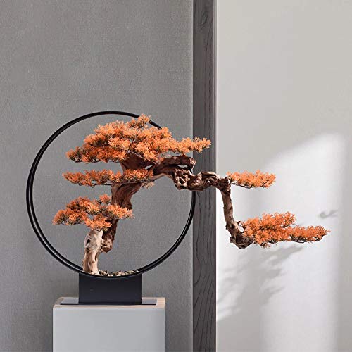 Zlbyb New Chinese-Style Japanese-Style Wrought Iron Simulation Welcoming Pine Cliff Cypress Tree Porch Aisle Club Flower Stand Bonsai Ornaments #TOP4