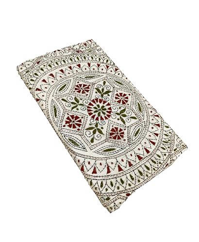 Image of SHRISTI CLOTHINGS Women's Hand Embroidered Cotton Silk Kantha Stitch Saree with Blouse Piece (SB420324 TWD77)