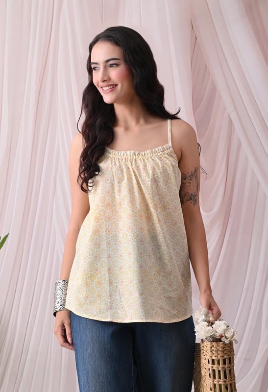 Women’s Printed Sleeveless Top | V-Neck Ethnic Tunic | Casual & Office Wear Stylish Top for Women CLICKKART66_ T-02-S 4