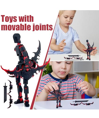 Image of Action Figure, Stick Titans, Stick Titan Portable and Easy to Use Model Very High Degree of Freedom Multi Articular Mobile Robot Doll Desktop Decoration (Red and Black)