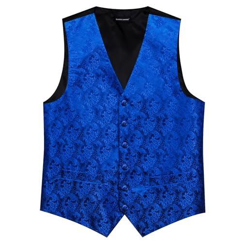 Image of Barry.Wang Men's Suit Vest Tie Bowtie Set Formal Silk Paisley Waistcoat Hanky Cufflinks Lapel Pin Set Wedding Party 7PCS