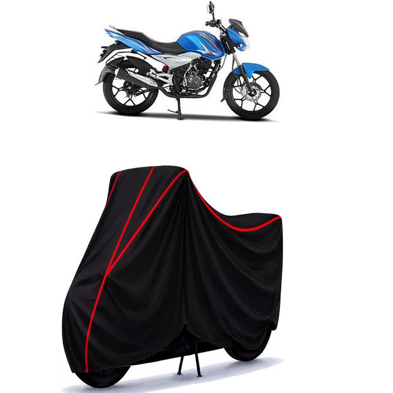 Image of Bajaj Discover 125 ST Water Resistant Bike Cover for All Motorcycles & Rain | Heavy Duty Taffeta Fabric | UV Protection, Dustproof, Scratchproof | All Weather Two Wheeler Cover with Elastic Bottom