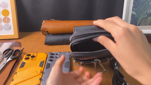 Hengwin Telefoonhoes, Kleine Telefoonhoes met Kaarthouder, Echt Leren Smartphone Holster voor