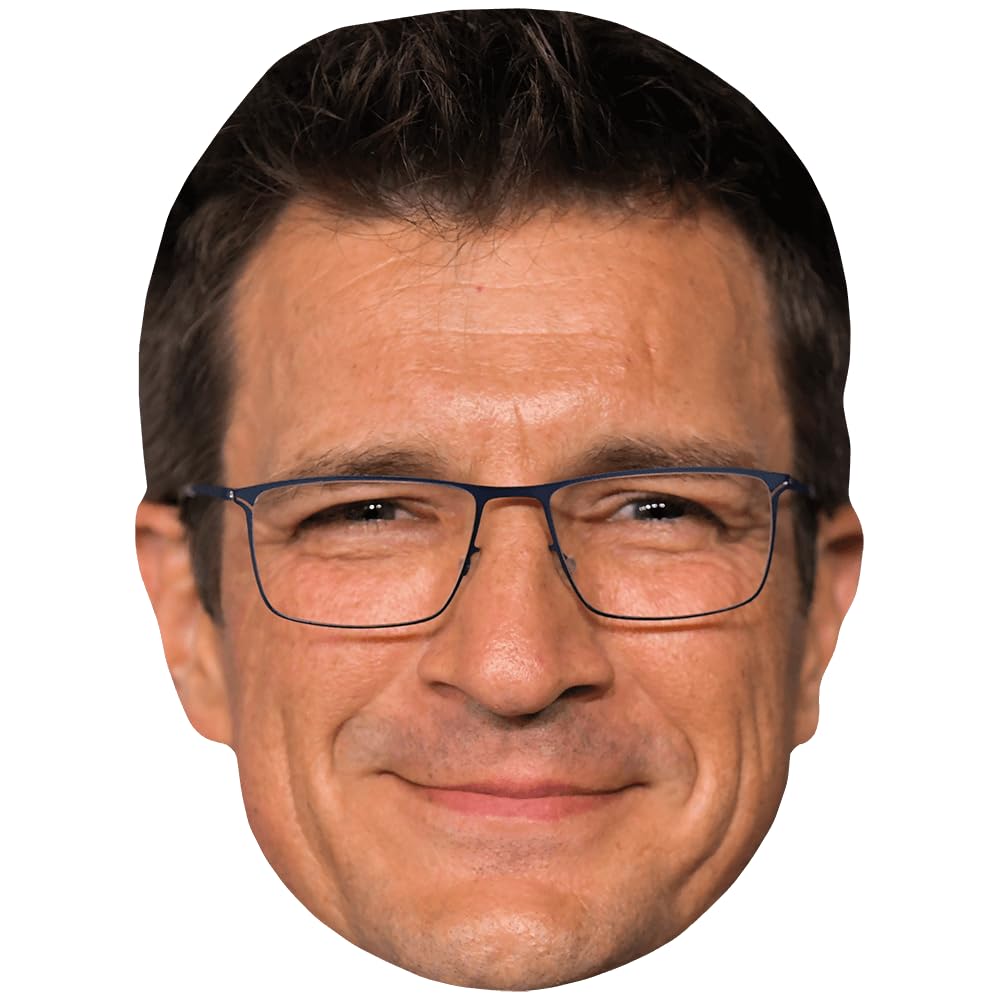 Nathan Fillion (Glasses) Celebrity Mask, Flat Card Face, Fancy Dress Mask