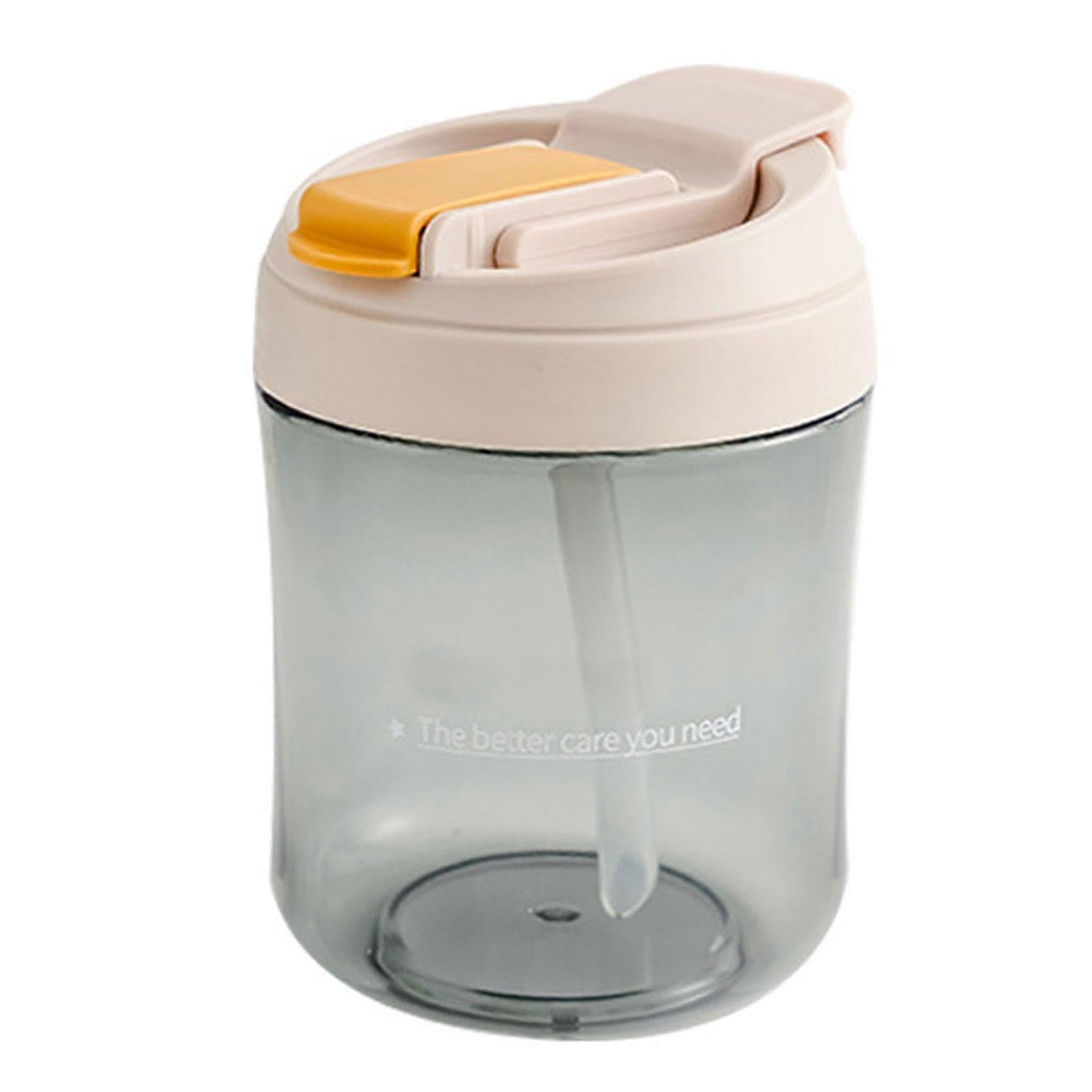 JOYHAPPST White Plastic Water Bottle With Straw Portable Cute Pot Belly Bottle for Hiking Walking Outdoor Sports