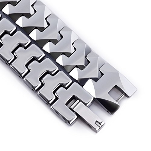 Urban Jewelry Unique Solid Tungsten Puzzle Pieces Style Mens Link Bracelet (Silver, 10Mm) #TOP4